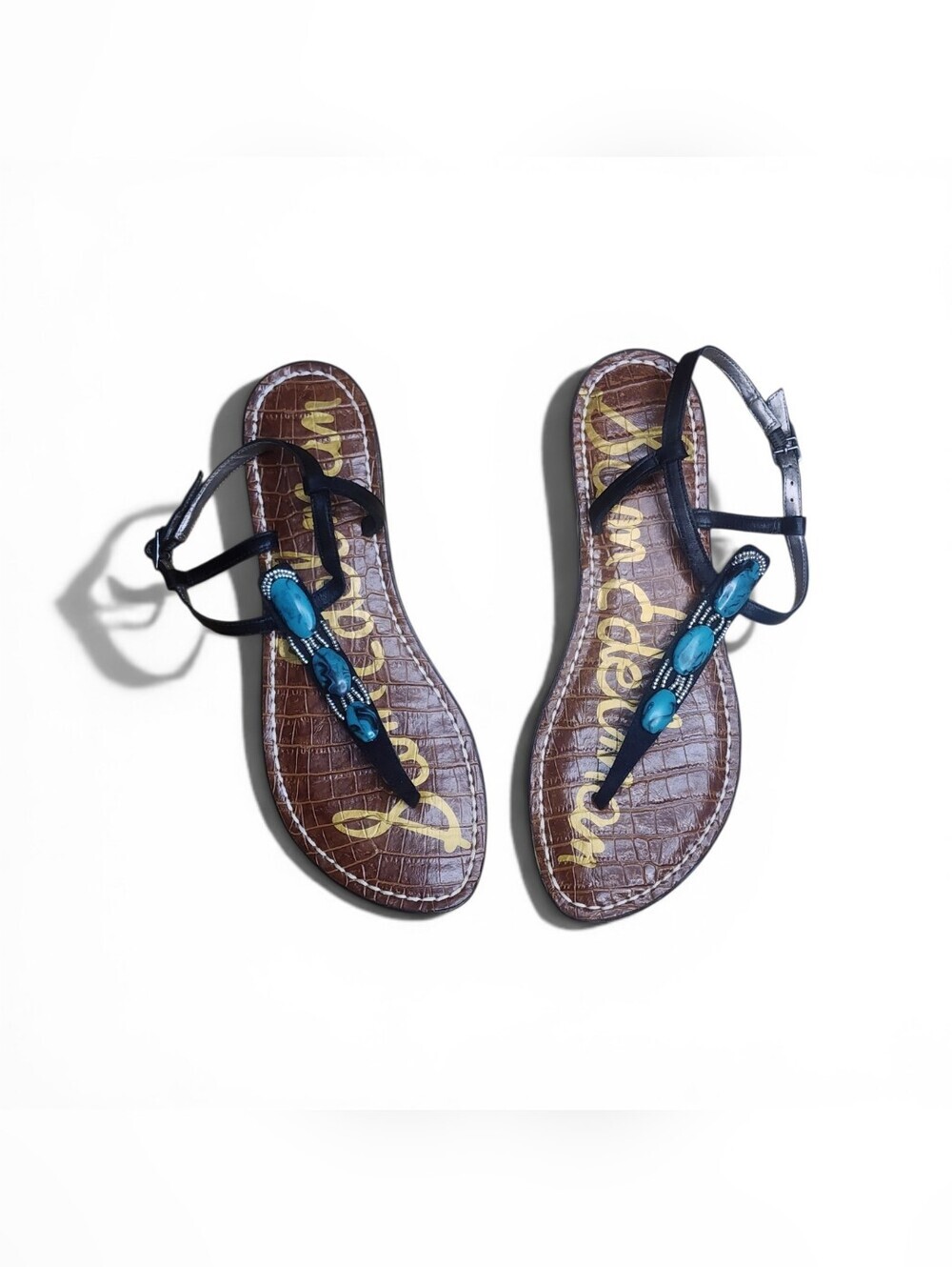 Sam Edelman Gigi Turquoise Stone Leather Ankle Strap Sandal Women Size 9M